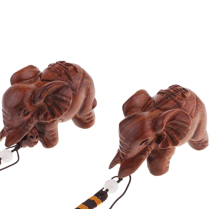 1 Pair Handcraft Wooden Wildlife Animal Elephant Figurines Home Office Ornaments, Fortune Mascot Gifts, Wall Door Hanging Decors