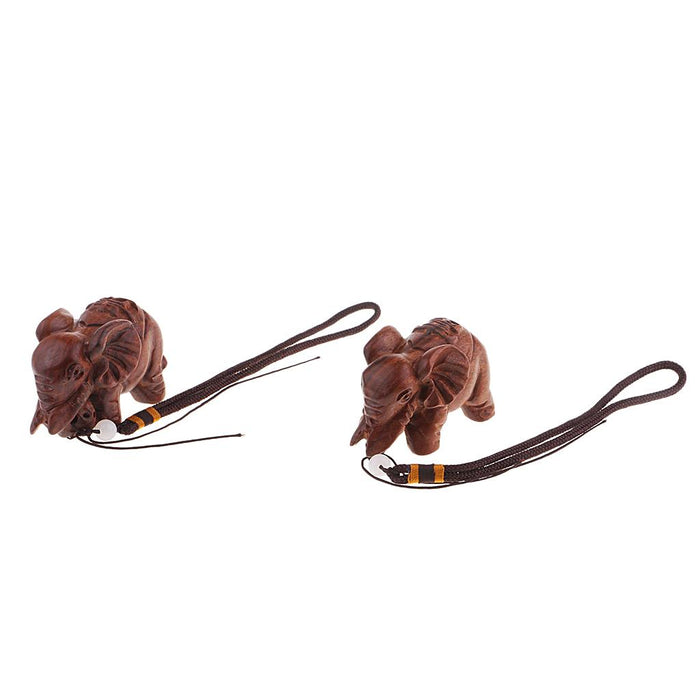 1 Pair Handcraft Wooden Wildlife Animal Elephant Figurines Home Office Ornaments, Fortune Mascot Gifts, Wall Door Hanging Decors