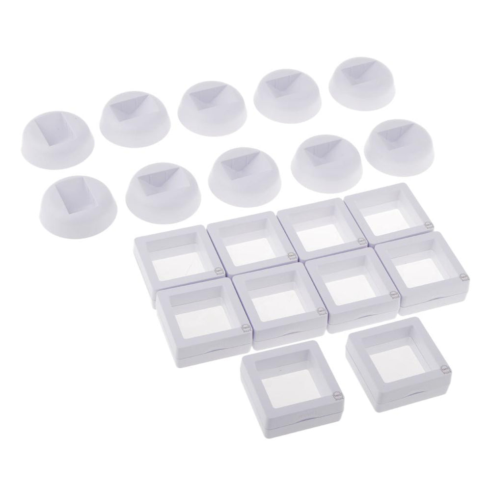 Crofta 10pcs 3D Floating Coins Frame Rack Jewelry Display Stand Case Holder White