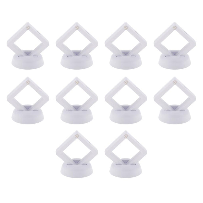 Crofta 10pcs 3D Floating Coins Frame Rack Jewelry Display Stand Case Holder White