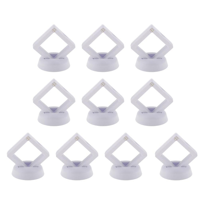 Crofta 10pcs 3D Floating Coins Frame Rack Jewelry Display Stand Case Holder White