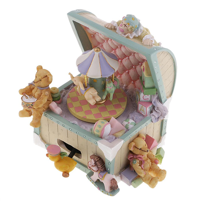 Crofta Wooden Carousel Music Box Retro Circus Musical Boxes Girls Gift