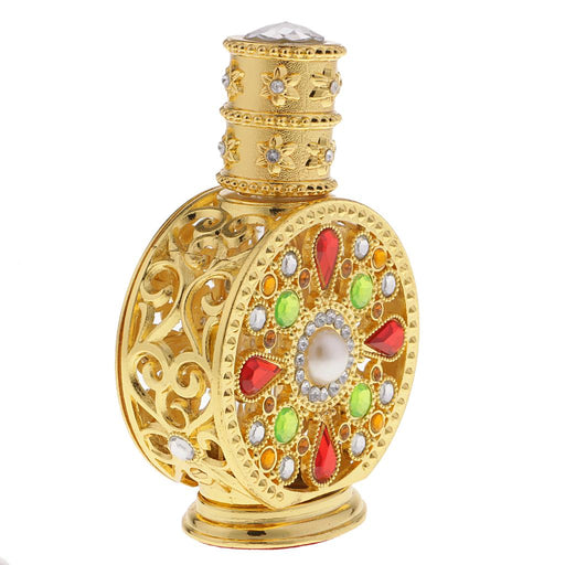 Crofta 12ml Vintage Glass Empty Perfume Spray Bottle Atomizer Refillable Gold