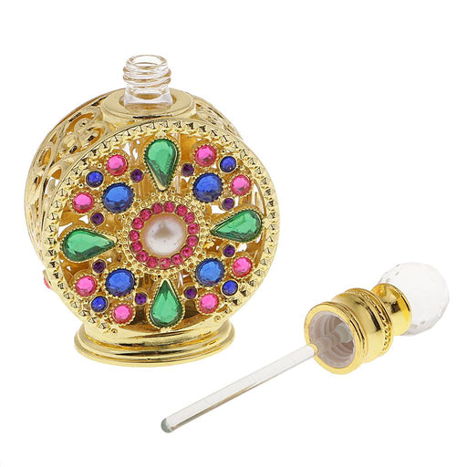 Crofta 10ml Vintage Glass Empty Perfume Spray Bottle Atomizer Refillable Gold