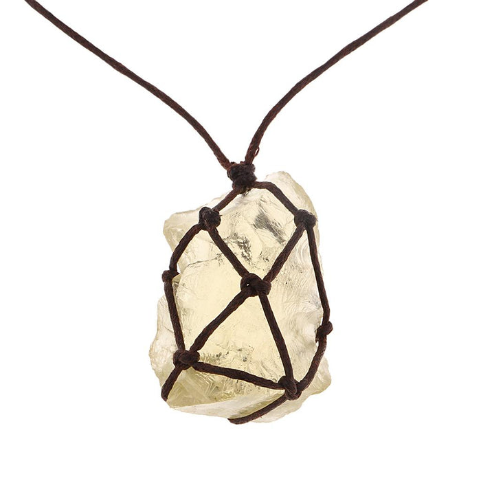 Crofta Women Gift Charming Accessories Natural Citrine Stone Pendant Chain Jewelry