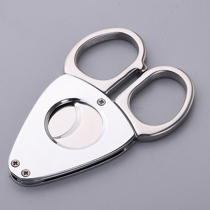 Crofta 2 in 1 Stainless Steel Cigar Cutting Cutter Scissors Cigar Punch for Smokers