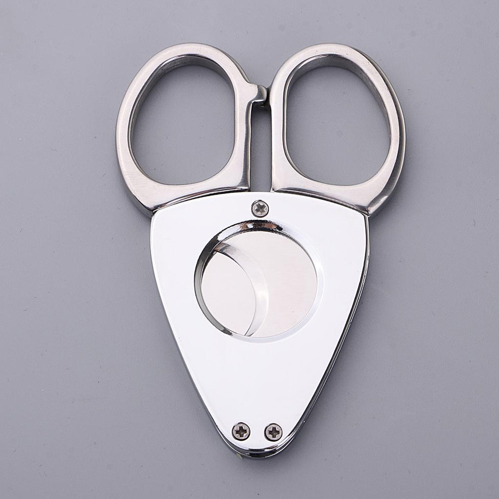 Crofta 2 in 1 Stainless Steel Cigar Cutting Cutter Scissors Cigar Punch for Smokers