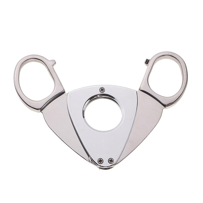 Crofta 2 in 1 Stainless Steel Cigar Cutting Cutter Scissors Cigar Punch for Smokers