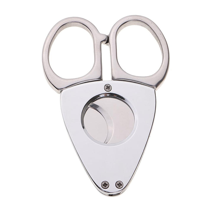 Crofta 2 in 1 Stainless Steel Cigar Cutting Cutter Scissors Cigar Punch for Smokers