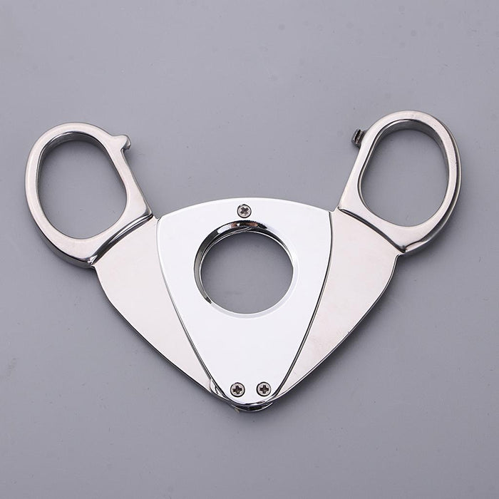 Crofta 2 in 1 Stainless Steel Cigar Cutting Cutter Scissors Cigar Punch for Smokers