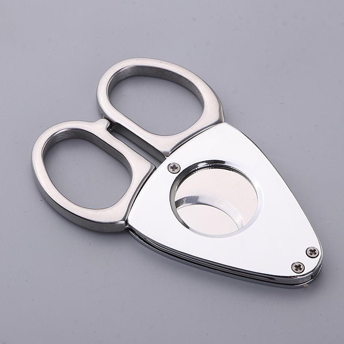 Crofta 2 in 1 Stainless Steel Cigar Cutting Cutter Scissors Cigar Punch for Smokers