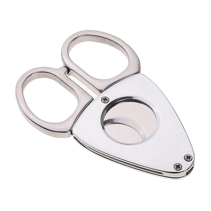 Crofta 2 in 1 Stainless Steel Cigar Cutting Cutter Scissors Cigar Punch for Smokers