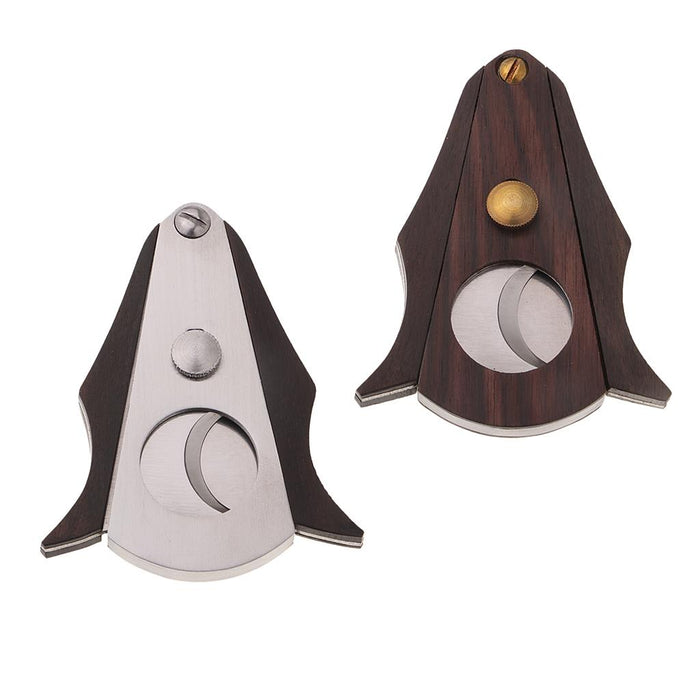 Crofta Wooden Cigar Cutting Cutter Scissors V-cut Smoking Cigare Tool Silver