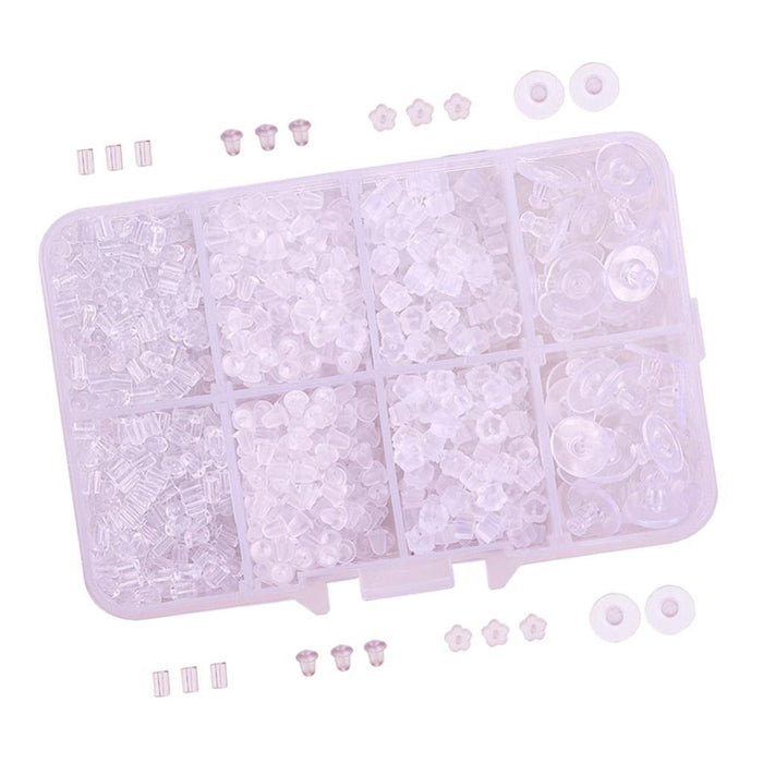 1666 Pieces Clear Plastic Rubber Silicone Bullet Clutch Earring Safety Backs Stoppers Tube Back Replacement for Fish Hook Earring Earring Studs