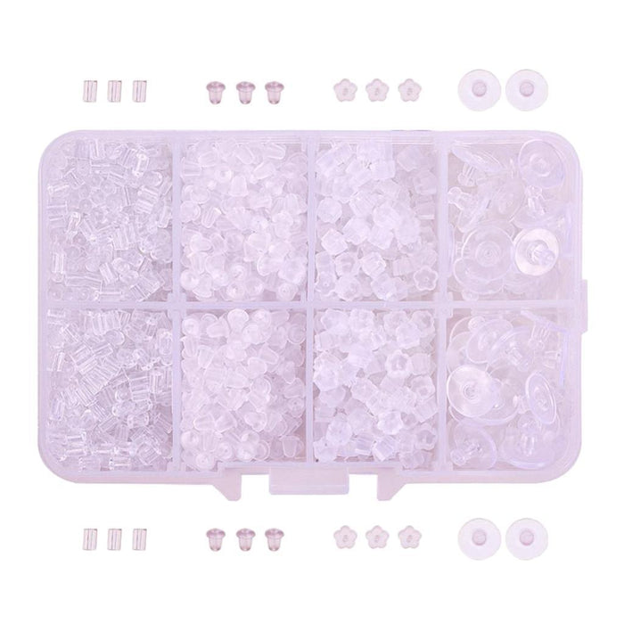 1666 Pieces Clear Plastic Rubber Silicone Bullet Clutch Earring Safety Backs Stoppers Tube Back Replacement for Fish Hook Earring Earring Studs