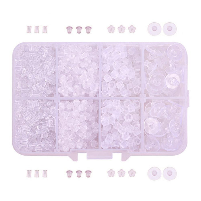 1666 Pieces Clear Plastic Rubber Silicone Bullet Clutch Earring Safety Backs Stoppers Tube Back Replacement for Fish Hook Earring Earring Studs