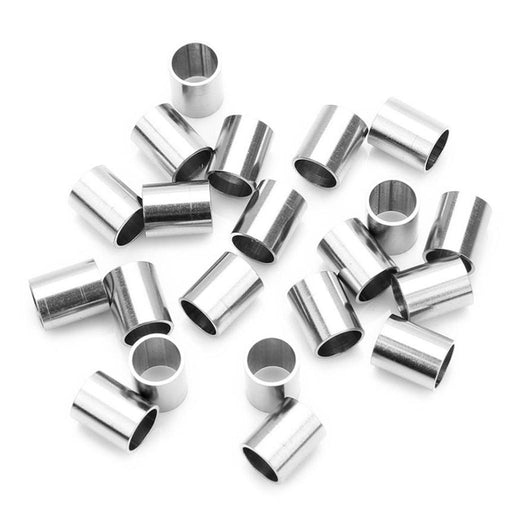 20 Pieces Stainless Steel Large Hole Cylinder Round Spacer Loose Beads DIY Jewelry Making, 6 x 7.5mm