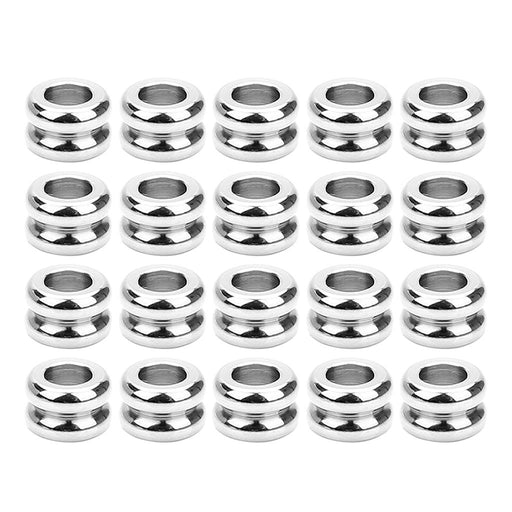 20 Pieces Stainless Steel Large Hole Grooved Cylinder Round Spacer Loose Beads DIY Jewelry Making, 5 x 7.5mm