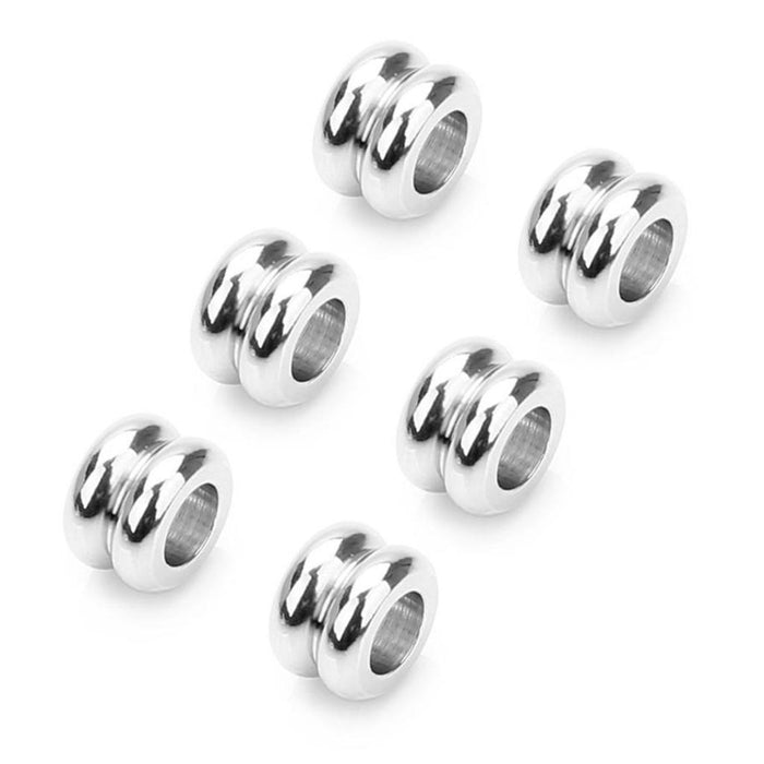 20 Pieces Stainless Steel Large Hole Grooved Cylinder Round Spacer Loose Beads DIY Jewelry Making, 5 x 7.5mm