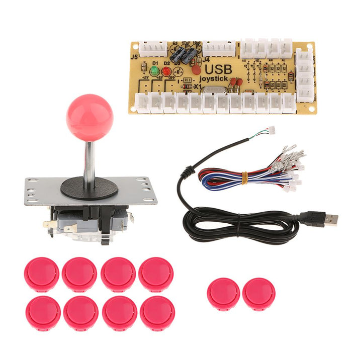 Crofta Zero Delay USB Encoder Board PC Controller Joystick DIY Kits for Arcade Game Pink