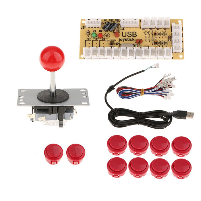 Crofta Zero Delay USB Encoder Board PC Controller Joystick DIY Kits for Arcade Game Red