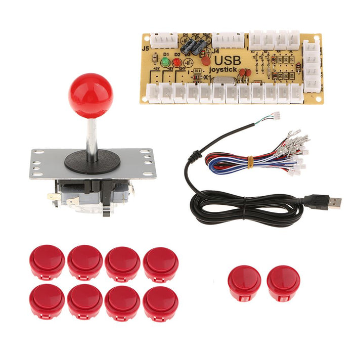 Crofta Zero Delay USB Encoder Board PC Controller Joystick DIY Kits for Arcade Game Red