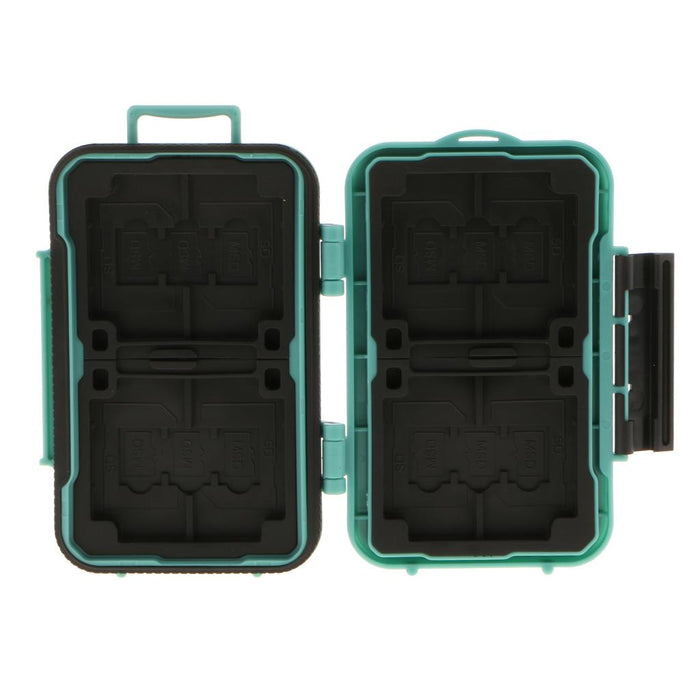 24 Slots Memory Card Case Carrying Holder Storage Box for CF Cards & TF Cards & SD Cards - Green