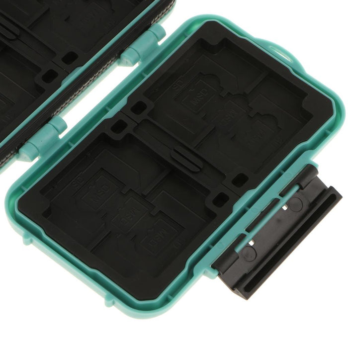 24 Slots Memory Card Case Carrying Holder Storage Box for CF Cards & TF Cards & SD Cards - Green