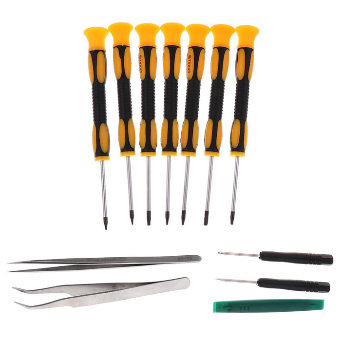 12 in 1 Repair Kit Precision Screwdriver Set + Flat Head + Tweezers + Safe Plying Pry Tool for Xbox 360 and Other Electronics Repair