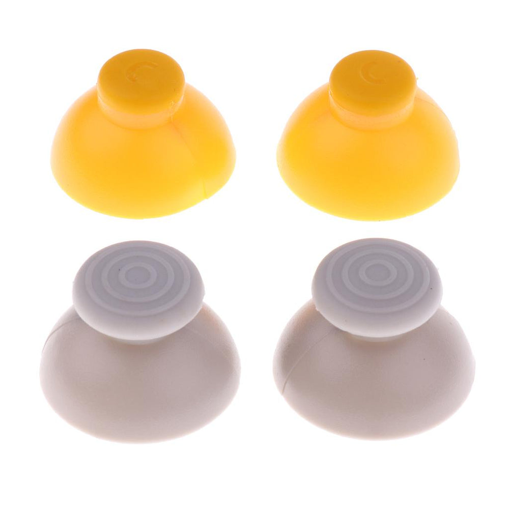 4 Pieces Bundle Replacement Joystick Analog Stick Cap Covers (2 Gray Left Cap Covers + 2 Yellow Right Cap Covers) for Nintendo Gamecube Controller