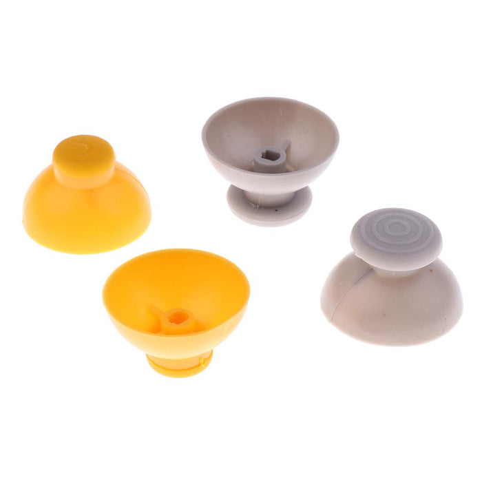 4 Pieces Bundle Replacement Joystick Analog Stick Cap Covers (2 Gray Left Cap Covers + 2 Yellow Right Cap Covers) for Nintendo Gamecube Controller