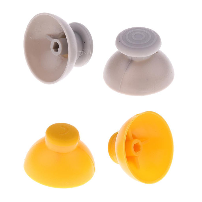 4 Pieces Bundle Replacement Joystick Analog Stick Cap Covers (2 Gray Left Cap Covers + 2 Yellow Right Cap Covers) for Nintendo Gamecube Controller