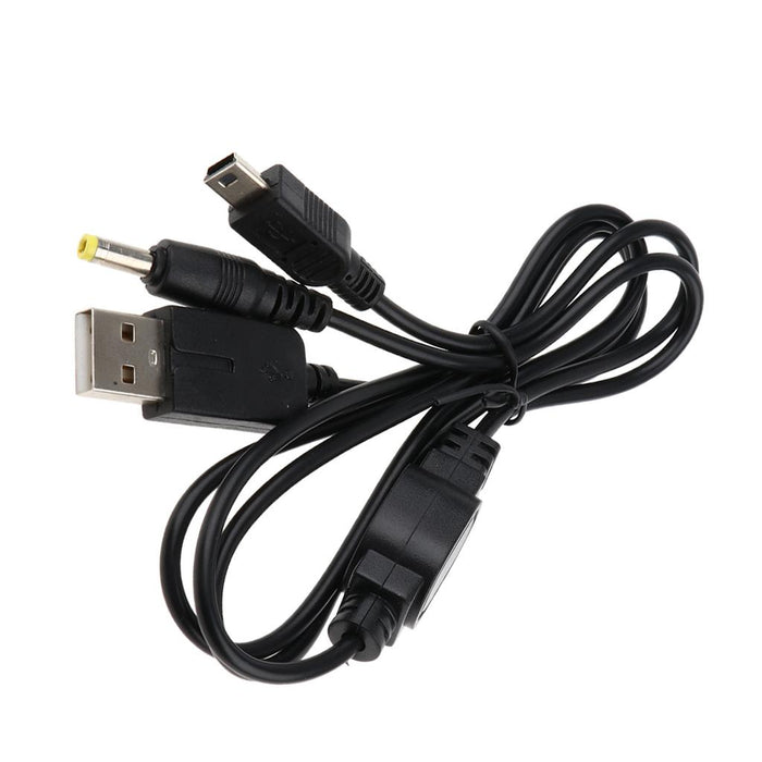 2 In 1 USB Charger Data Transfer Cable for PSP 1000 2000 3000 - Black