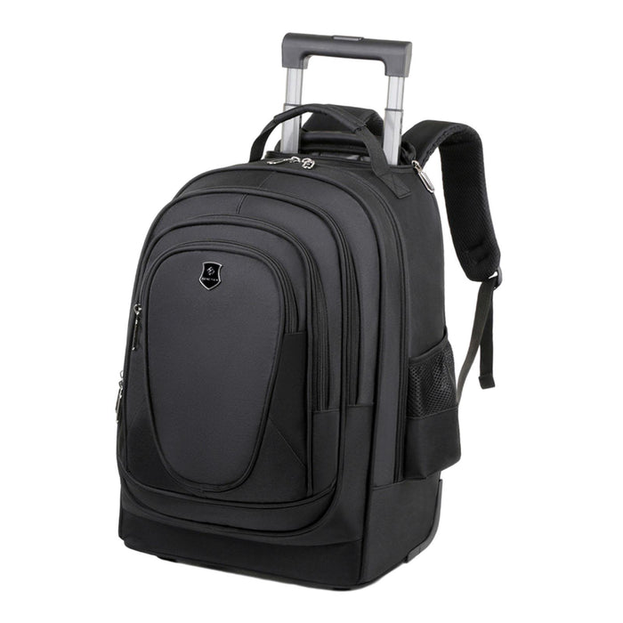 Crofta Rolling Backpack Multifunctional Trolley Suitcase for Travel Business School Black