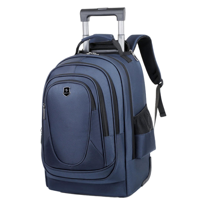 Crofta Rolling Backpack Multifunctional Trolley Suitcase for Travel Business School Blue