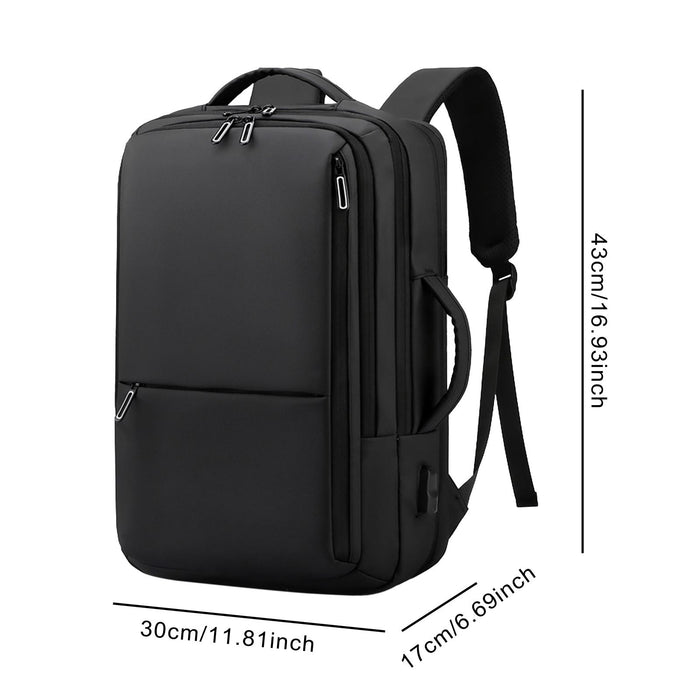 Crofta Business Travel Backpack Rucksack with Luggage Strap Computer Backpack Black