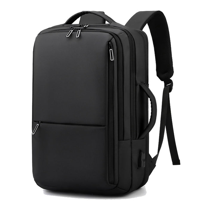 Crofta Business Travel Backpack Rucksack with Luggage Strap Computer Backpack Black