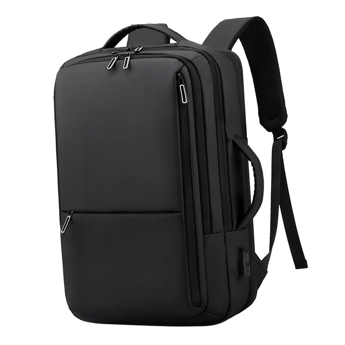 Crofta Business Travel Backpack Rucksack with Luggage Strap Computer Backpack Black