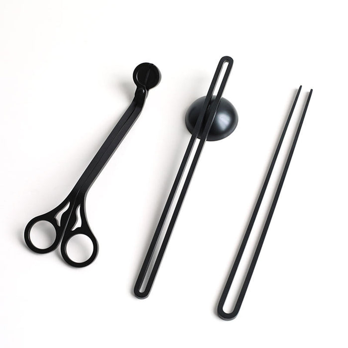 3 Pieces Candle Wick Trimmer Set Black Long Handle Gift Candle Accessory Set