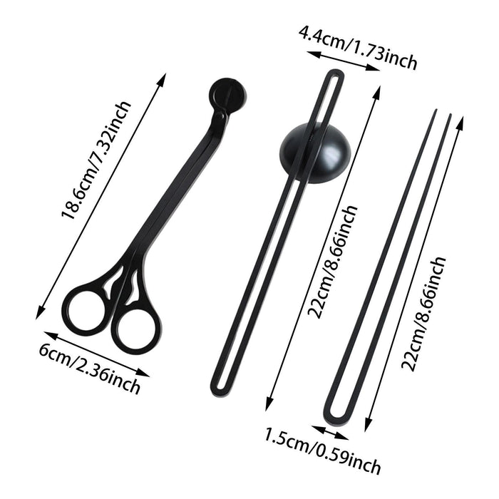 3 Pieces Candle Wick Trimmer Set Black Long Handle Gift Candle Accessory Set