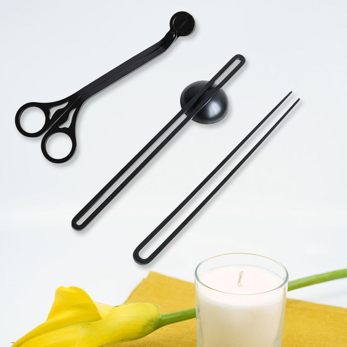 3 Pieces Candle Wick Trimmer Set Black Long Handle Gift Candle Accessory Set