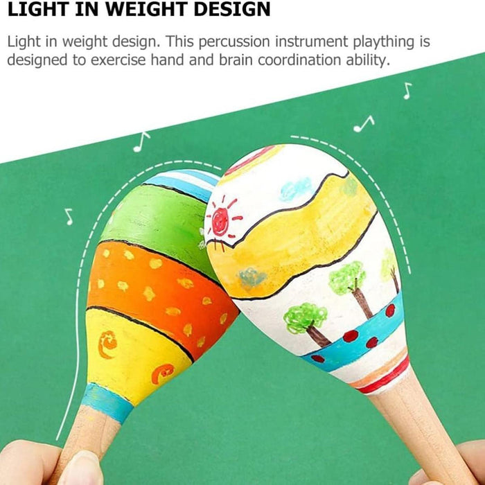 Crofta Wooden Maracas DIY Hand Painted Maracas for Holiday Baby Shower Party Favors 9Pcs