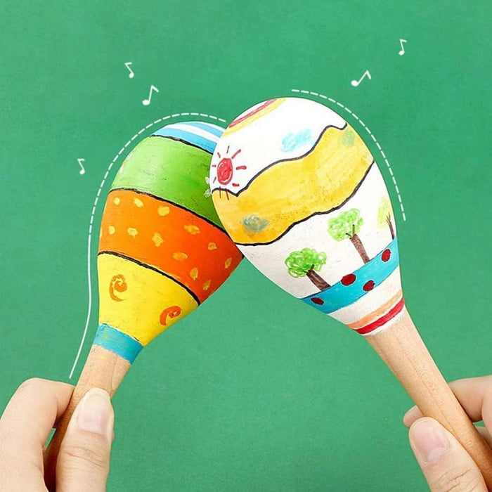 Crofta Wooden Maracas DIY Hand Painted Maracas for Holiday Baby Shower Party Favors 9Pcs