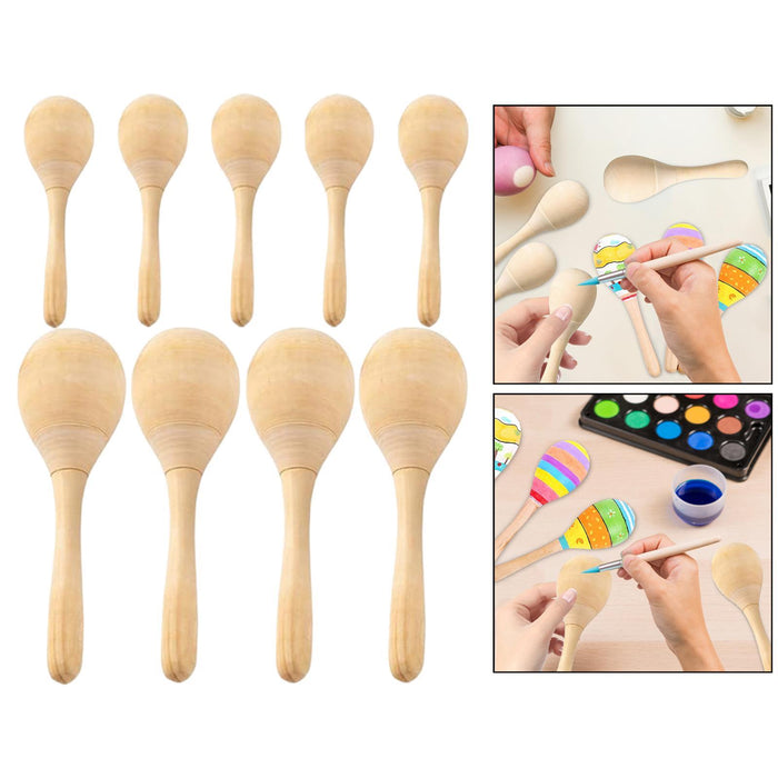 Crofta Wooden Maracas DIY Hand Painted Maracas for Holiday Baby Shower Party Favors 9Pcs