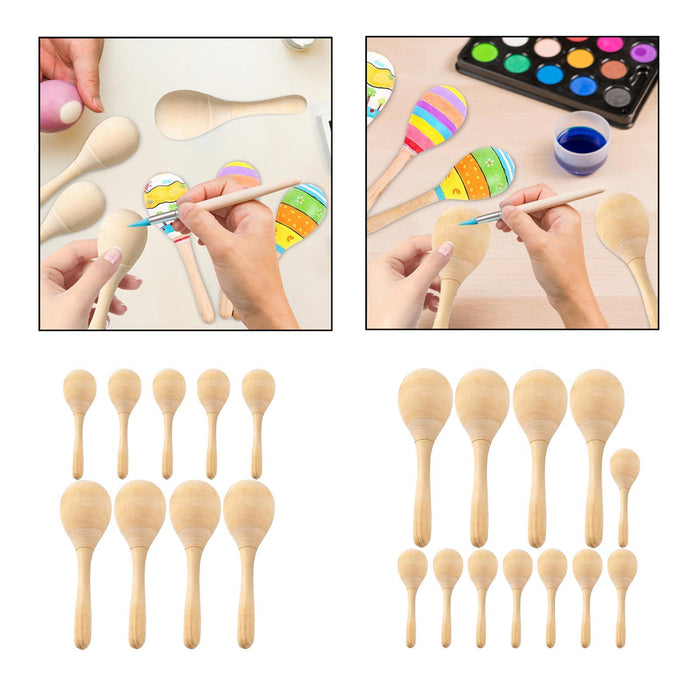 Crofta Wooden Maracas DIY Hand Painted Maracas for Holiday Baby Shower Party Favors 9Pcs