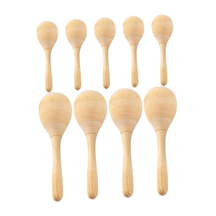 Crofta Wooden Maracas DIY Hand Painted Maracas for Holiday Baby Shower Party Favors 9Pcs