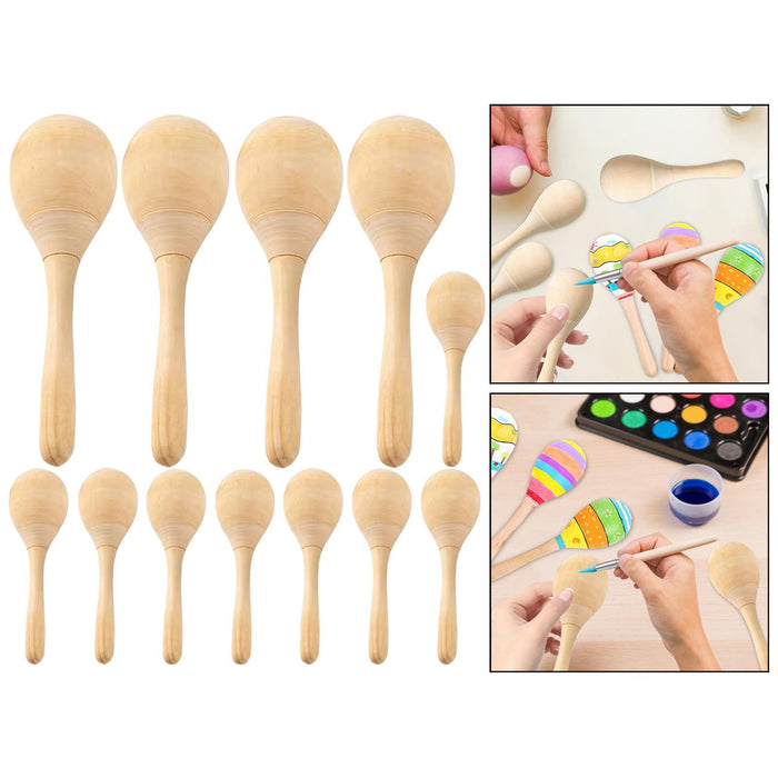 Crofta Wooden Maracas DIY Hand Painted Maracas for Holiday Baby Shower Party Favors 12Pcs