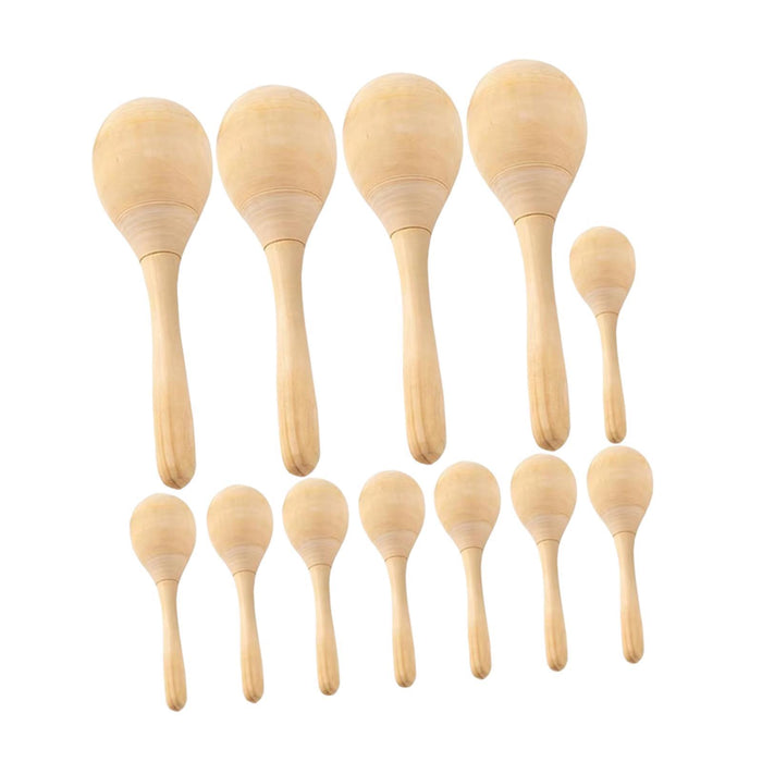 Crofta Wooden Maracas DIY Hand Painted Maracas for Holiday Baby Shower Party Favors 12Pcs