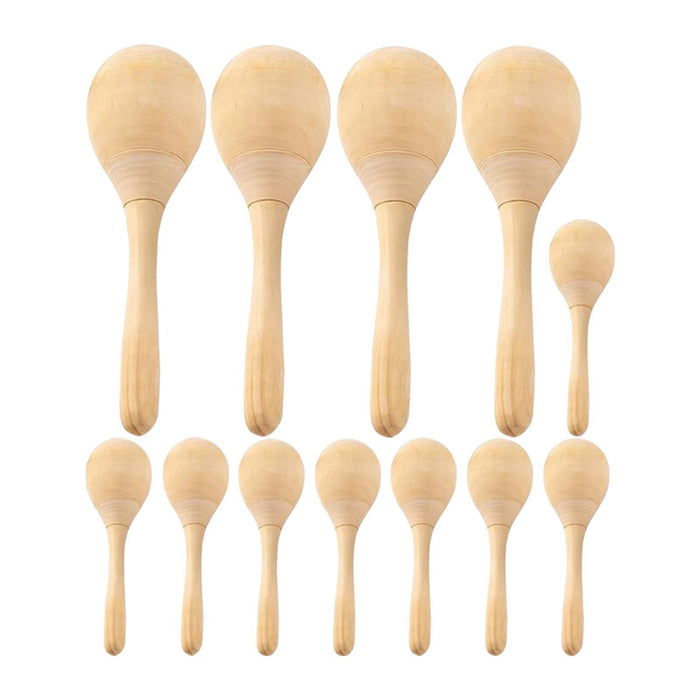 Crofta Wooden Maracas DIY Hand Painted Maracas for Holiday Baby Shower Party Favors 12Pcs