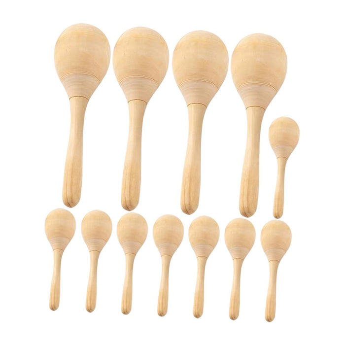 Crofta Wooden Maracas DIY Hand Painted Maracas for Holiday Baby Shower Party Favors 12Pcs